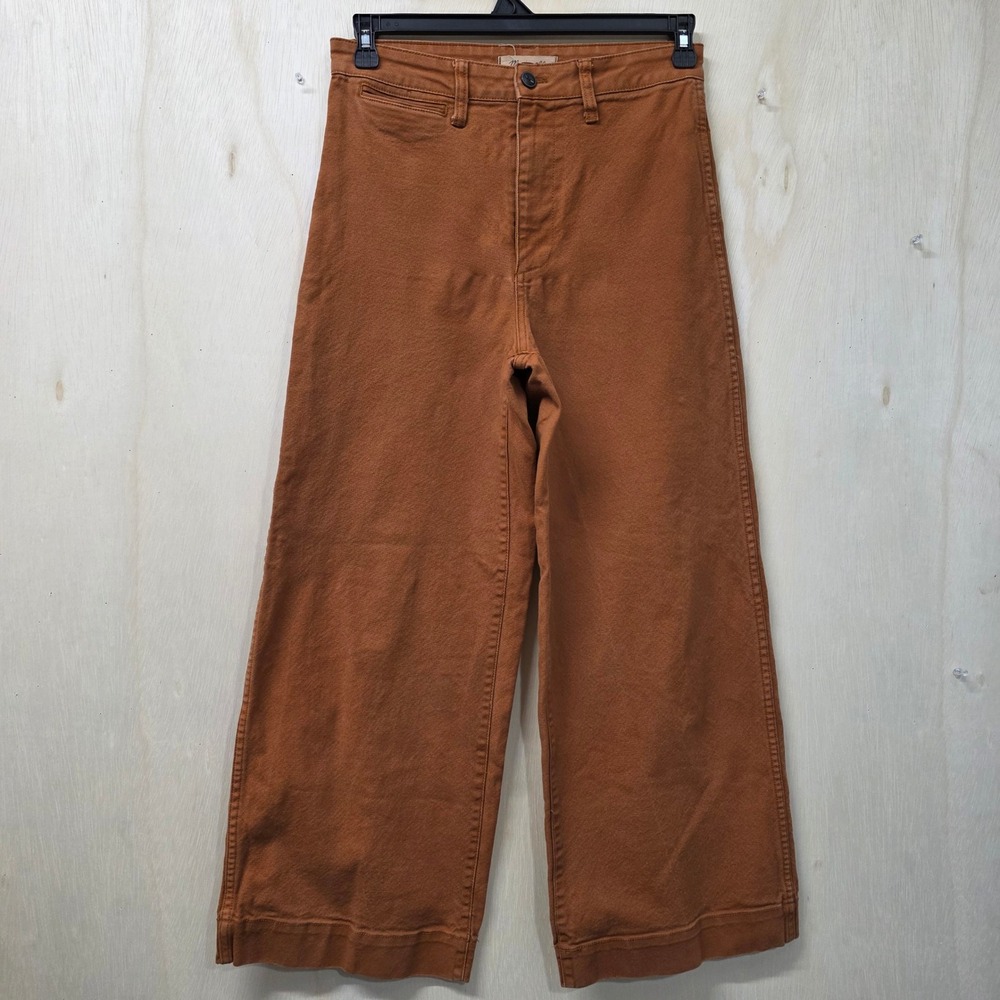 Madewell Emmett Wide Leg Crop Pants Rust Orange Canvas 28T High Rise